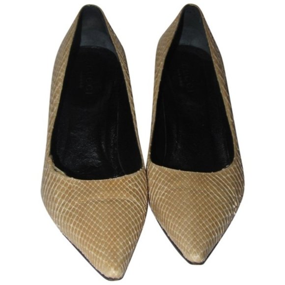 Gucci Champagne Colored Snakeskin Leather Pumps - Picture 1 of 12